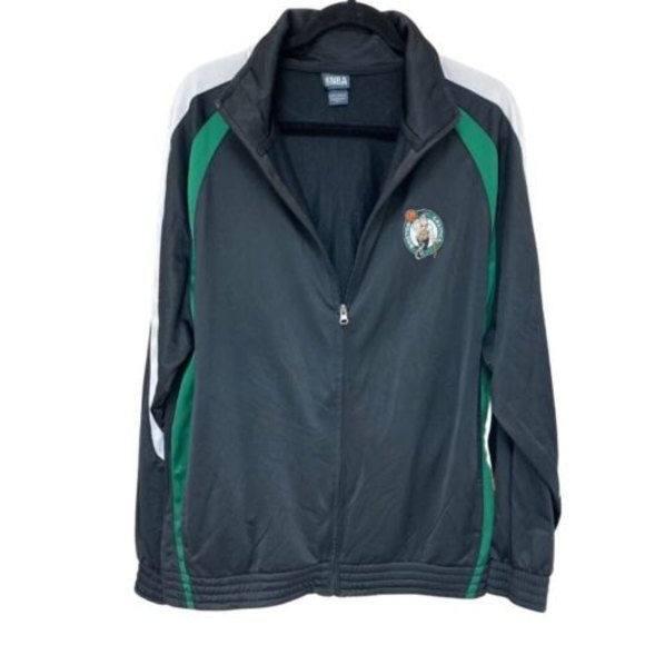 Boston Celtics NBA Men's Full Zip Black Green White Track Jacket Size Large - Picture 1 of 9